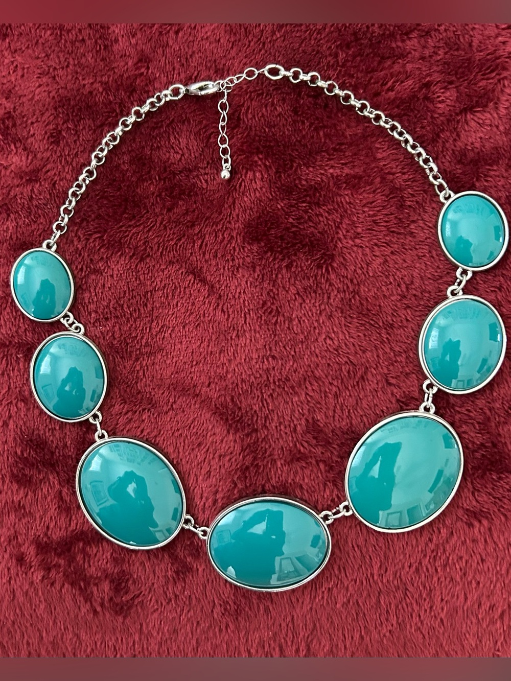 Teal Oval Statement Necklace - Women Jewelry